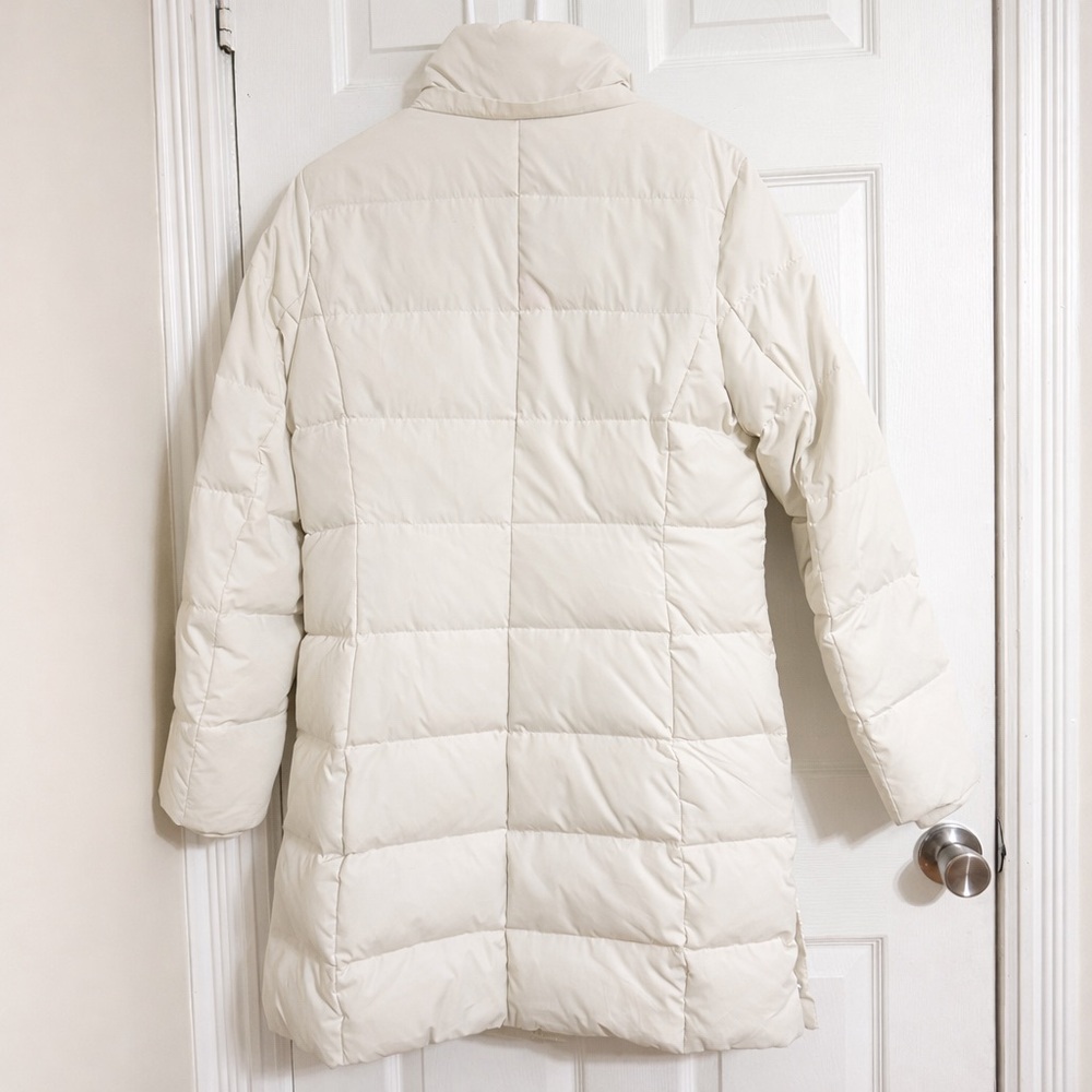 Lauren Ralph Lauren Down Puffer Coat Women’s Medium Ivory Long Winter Jacket - Picture 3 of 14